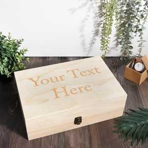 Personalized Wooden Rectangle Memory Box Engraved Keepsake <b>Storage</b> <b>Chest</b> Multifunction Photo Jewelry Letter Organizer Modern - Product Image 4