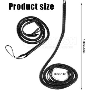Fouet en cuir véritable de qualité professionnelle, poignée robuste et durable, design flexible, idéal pour l'entraînement en extérieur et la collection - Product Image 2