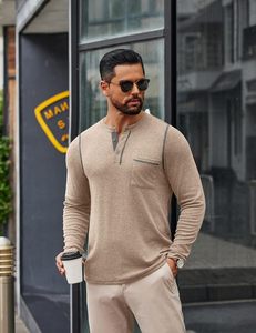 Camiseta de Manga Larga para Hombre, Tejida en Spandex/Algodón, con Logotipo Personalizado en el Cuello, Premium, Suave, Casual, Lisa, Ecológica - Product Image 4