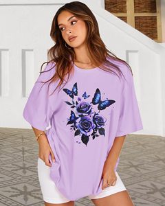 T-shirt à manches courtes pour femme 100% coton, imprimé graphique DTF, col rond, coupe classique, t-shirts d'été amples et confortables - Product Image 3