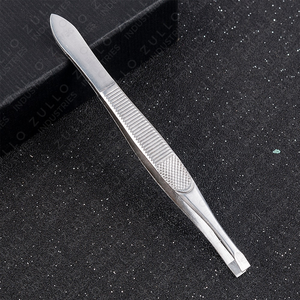 Professional Custom Color Eyebrow Tweezers Stainless Steel Slanted Tip Stripe Grip Beauty Grooming <b>Tool</b> OEM - Product Image 6