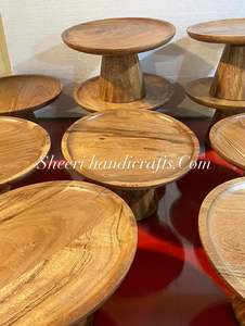 Customized <b>Wooden</b> <b>cake</b> <b>stand</b> TableCake <b>Stand</b> Acacia Wood <b>Cake</b> <b>Stand</b> Footed Round Server Server <b>Cake</b> <b>Stand</b> with Acrylic Dome - Product Image 5