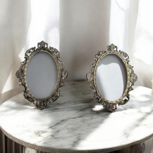 Oval Brass Mirror Photo <b>Frame</b> <b>Wall</b> Mount Metal Decorative <b>Frame</b> Horizontal <b>Design</b> - Product Image 2