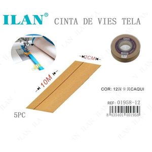 Nastro di tessuto prepiegato 2 cm x 10 m, colore kaki scuro, per cucito - Product Image 1