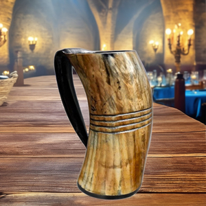 Short and Trending Viking Indian Style Real Buffalo Horn <b>Ceramic</b> Cups for Wine and Beer for Back to School - Product Image 1