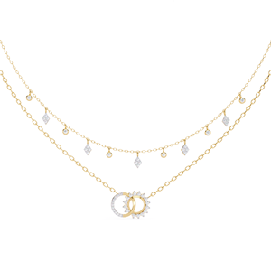 Collier en or jaune avec diamants naturels taille brillant rond, design minimaliste pour unisexe, à porter au quotidien, or massif 18 carats - Product Image 1