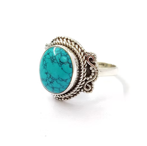 925 Sterling Silver <b>Turquoise</b> <b>Ring</b> Oval Gemstone Unisex Everyday Wear Jewelry - Product Image 2