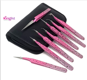 Juego de Pinzas para Extensiones de Pestañas Postizas de Acero Inoxidable, Curvas, Angulares y Rectas, 4 Piezas - Product Image 1