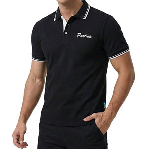 Polo piqué respirant pour hommes en gros, personnalisable avec logo, élégant, à blocs de couleur, avec poignets contrastants, manches courtes, pour le golf - Product Image 2