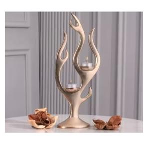 Porte-bougie en aluminium robuste, chandelier en métal, centre de table pour mariage, Noël et décoration intérieure - Product Image 3