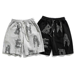 Shorts en jean déchiré uni pour hommes, coupe slim décontractée, taille haute, fermeture à cordon, séchage rapide, respirant, 100 % coton, vente en gros - Product Image 4