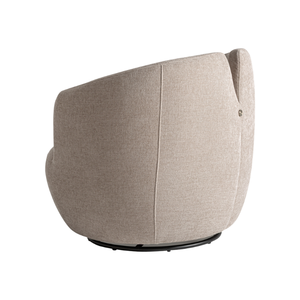 Fauteuil pivotant contemporain moderne en teck, design en forme de baril incurvé, double revêtement en tissu, confortable, mobilier de luxe pour hôtel - Product Image 4