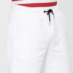 Pantalones Cortos Bermuda de Algodón Blancos para Hombre, Cintura con Cordón, Color Sólido, Corte Medio, Tejido Transpirable - Product Image 5