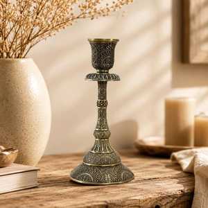 Bronze Vintage Candlestick Holder Ornate Peacock Pattern Taper <b>Candle</b> Stand European Retro Home Decor Romantic <b>Dinner</b> Table - Product Image 3