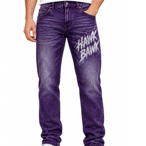 Jeans en denim pour hommes, style classique, coupe droite, effet usé, matière extensible douce, poches fonctionnelles, décontracté, en coton - Product Image 1