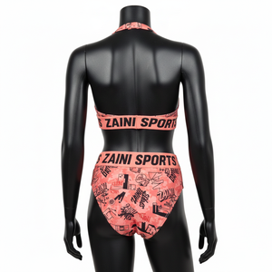 Conjunto de Bikini Premium para Mujer, Poliéster y Spandex, Estampado Gráfico de Coral, Paneles Cosidos, Cintura con Logotipo Personalizado - Product Image 2