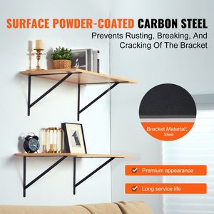 18 X 12 Heavy Duty Floating Shelf <b>Bracket</b> 12 Pcs Matte <b>Black</b> Triangle Shelf Supports for 3mm Thick Shelves Shelf Connectors - Product Image 4