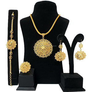 Dubai 4GM 24KT Gold Plated Women's Jewelry Set Gold Filled Earring Ring <b>Bracelet</b> Fashion Wedding Anniversary Direct Factory New - Product Image 1