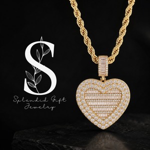 Collar con Colgante de Corazón de Moissanita de Lujo, Chapado en Oro, con Incrustaciones de Moissanita VVS, Joyería Hip Hop con Aspecto de Diamante - Product Image 1