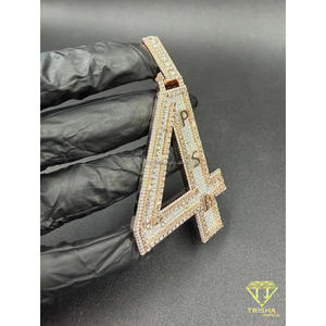 Moissanite Diamond 4 Number Pendant Iced Out Custom <b>Letters</b> Hip Hop Necklace Bling Jewelry Gift - Product Image 5