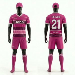 Tenue de football pour hommes en tissu interlock polyester premium 160 GSM, avec panneaux géométriques dégradés et logo personnalisé par sublimation - Product Image 3