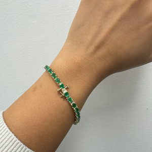 กำไลข้อมือเทนนิสทรงรีประดับพลอยแท้ชุบทอง 14K ดีไซน์อินฟินิตี้สวยงาม เหมาะสำหรับเป็นของขวัญในงานแต่งงานหรืองานเลี้ยง - Product Image 2