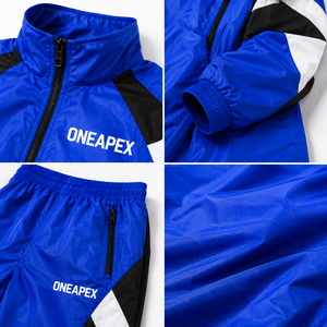 Ensemble de survêtement coupe-vent pour homme, bleu royal, noir et blanc, veste de sport légère, pantalon, tenue de sport, streetwear - Product Image 5
