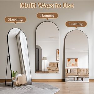 Miroir sur pied surdimensionné de 71''x30'' avec cadre en métal noir, incassable et portable - Product Image 3