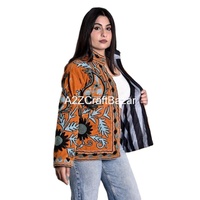 Jaket musim dingin pendek wanita penjualan terbaik buatan tangan Suzani bordir beludru quilt ukuran bebas XL mantel katun
