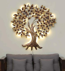 Durable Attractive Metal Big <b>Tree</b> Wall Art with <b>LED</b> <b>Light</b> Handcrafted Iron Wall Hanging for Living Room Bedroom Hall Office - Product Image 2