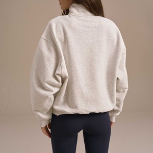 Custom <b>Drop</b> Shoulder Pullover Sweatshirts Women's Oversized Half Zip <b>Stand</b> Collar Sweatshirts Wholesale High Quality Sweatshirts - Product Image 2
