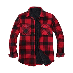 Wholesale Men's High Quality <b>Flannel</b> Shirt Hoodie Casual Plaid <b>Jacket</b> Standard Weight Outerwear Streetwear Windproof Front Logo - Product Image 3