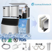 Machine à glaçons automatique en acier inoxydable avec pompe et moteur, production de 400 kg/24h pour restaurants et usage commercial