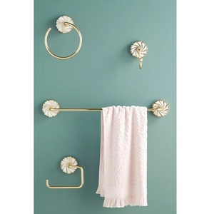 Luxury Gold Finish Solid Brass Bathroom Hardware Set <b>Wall</b> Mounted Bath Accessories Hotel Villa Restaurant Home Bathroom Decor - Product Image 2