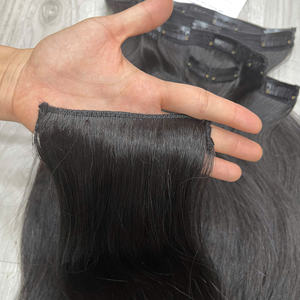 Produit phare : Cheveux humains vietnamiens noirs bouclés et ondulés birmans, clipsables, super soyeux, 1 ensemble de 3-5-7-9 pièces, sans perte ni nœuds. - Product Image 6