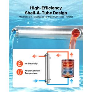 Échangeur de chaleur pour piscine 600K BTU en acier inoxydable 316L, chauffe-piscine haute efficacité - Product Image 5