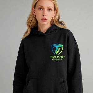 ชุดวอร์มผู้หญิง TRUVIC สีดำ มีฮู้ด ทรงหลวม ผ้าฝ้าย เสื้อแขนยาว กางเกงขายาว มีโลโก้ด้านหน้า ชุดลำลองสำหรับฤดูใบไม้ร่วง - Product Image 6