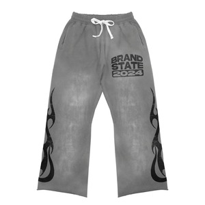 Pantalones Deportivos de Forro Polar Gris para Hombre, Marca State, con Estampado de Llamas, Ropa Casual de Invierno, 100% Algodón Ecológico, con Capucha - Product Image 4