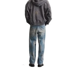 เสื้อแจ็กเก็ตผ้าฝ้ายผสมซิปแขนยาวโอเวอร์ไซส์มีฮู้ดซิปคู่ผลิตตามสั่ง - Product Image 4