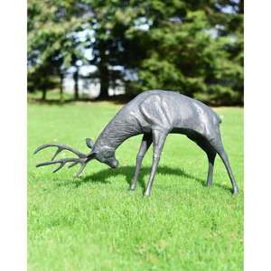 Suministros para la Organización de Eventos, Estatua de Ciervo Antigua de Tamaño Real, Escultura de Reno con Astas Grandes Hecha a Mano, Decoración Navideña - Product Image 1