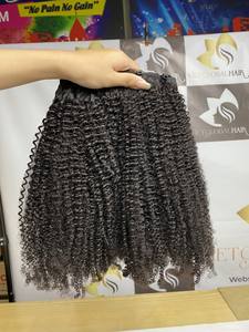 2024 meilleur produit naturel noir crépus bouclés Double peau trame Extensions de cheveux brut vietnamien cheveux humains en gros - Product Image 4