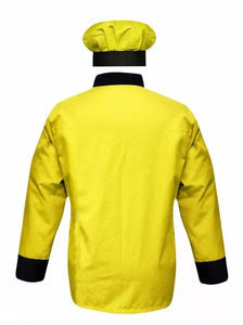 Veste de chef noire personnalisée avec bordure jaune, manches longues, uniforme de cuisine, veste de chef professionnelle pour restaurant, hôtel, boulangerie, restauration - Product Image 3