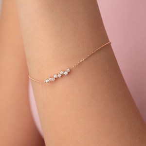 สร้อยข้อมือประดับเพทายหรูหราสไตล์มินิมอล เงินแท้ชุบทองคำสีกุหลาบ เครื่องประดับสำหรับทุกเพศ ของขวัญสุดหรูสำหรับคุณแม่ - Product Image 1