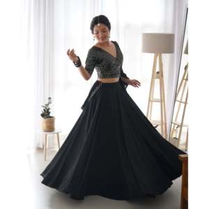 ALMEERA BLACK LEHENGA <b>SET</b> - Product Image 5