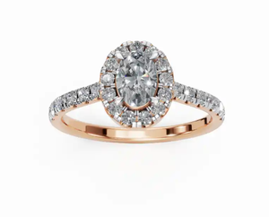 <b>Circle</b> Of Dreams Oval Halo Lab Grown Diamond <b>Ring</b> 0872 Carat Total Weight With 26 Brilliant Stones In Fine Gold Setting - Product Image 1