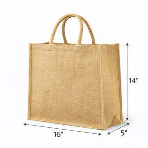 Bolsa de Compras de Yute Natural Ecológica Premium, Interior Laminado, Reutilizable, Biodegradable, Impresa con Serigrafía, para Compras, Playa - Product Image 2