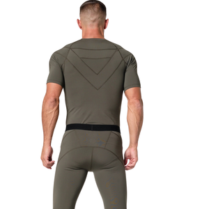 Camiseta de Compresión de Manga Corta Verde Oliva Personalizada para Hombre, Cuello Redondo, Ajustada, para Gimnasio, Entrenamiento, Ropa Deportiva, Ropa Interior Deportiva - Product Image 4