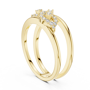 Ensemble de bagues doubles LUMINARA en or massif 18 carats plaqué rhodium, diamant de laboratoire minimaliste, pour fiançailles, fêtes, mariages, événements glamour et usage quotidien - Product Image 3