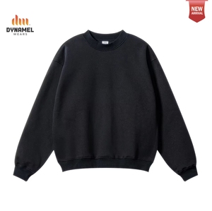 DYNAMEL Unisex <b>Navy</b> Blue Crew Neck <b>Sweatshirt</b> Oversized Solid Pullover Casual Long Sleeve Top - Product Image 5