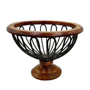 Panier de rangement pour fruits en métal de qualité supérieure, design antique et élégant, avec base en bois, taille et forme personnalisables - Product Image 6